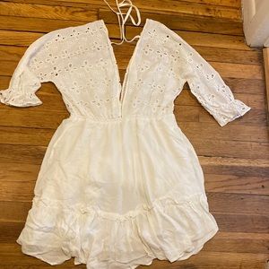 Women’s white eyelet v-neck dress